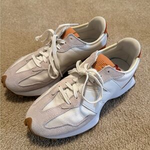 New Balance White and Orange Athletic Shoes